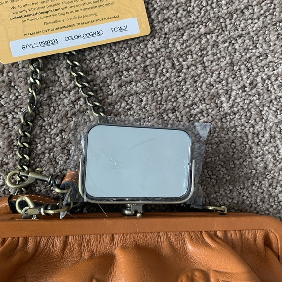 Patricia Nash Ealing Cognac Floral Tooled Leather Clutch Crossbody Bag Like New - Picture 8 of 9